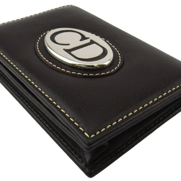 DIOR Card Case CD Plate Leather Auth Used T19427 - Picture 3 of 8